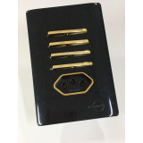 Conjunto Interruptor Quadruplo Paralelo + Tomada 10a (Especial) 4x2 - Novara Preto Brilhante Gold